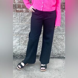 umgee elastic back waist pull on denim pants wide leg jeans patch pockets c5373